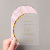 ACRYLIC NIKAH WALIMA Gouden Tekst Elegante Islamit Acryl Uitnodigingen (Insitu (Draagbaar))