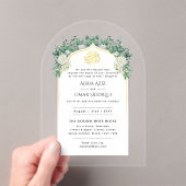 ACRYLIC NIKAH WALIMA Witte Rozen Goud Elegant Acryl Uitnodigingen (Insitu (Draagbaar))