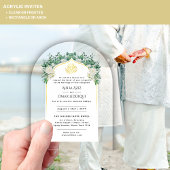 ACRYLIC NIKAH WALIMA Witte Rozen Goud Elegant Acryl Uitnodigingen