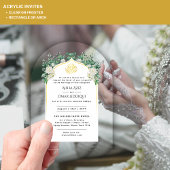 ACRYLIC NIKAH WALIMA Witte Rozen Goud Elegant Acryl Uitnodigingen