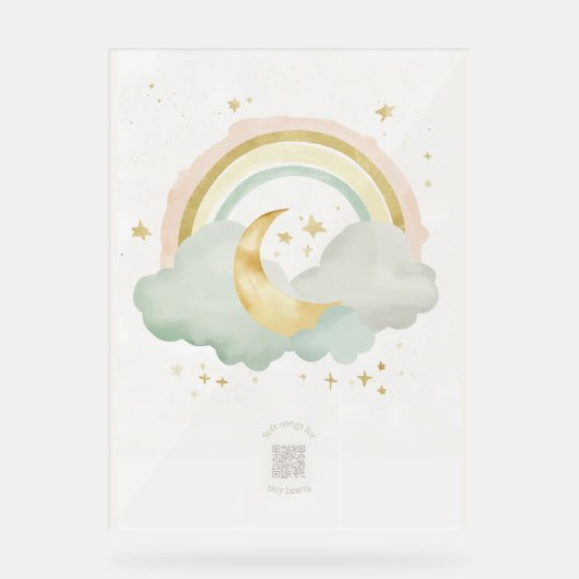 Acrylic Nursery Sign | Sleeping Moon & Pastels Acryl Bord (Voorkant)
