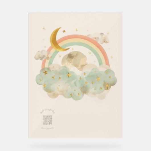 Acrylic Nursery Sign | Watercolor Sleeping Moon Acryl Bord (Voorkant)