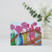 Acrylic painting flowers in vase postcard feestdagenkaart (Staand voorkant)