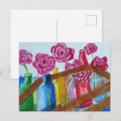 Acrylic painting flowers in vase postcard feestdagenkaart (Voorkant / Achterkant)
