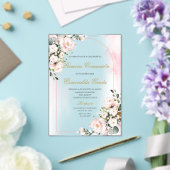 Acrylic pink floral first communion in spanish acryl uitnodigingen (Insitu (Huwelijk))