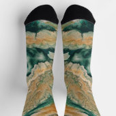 Acrylic pour abstracte Emerald kustlijn Sokken (Top)