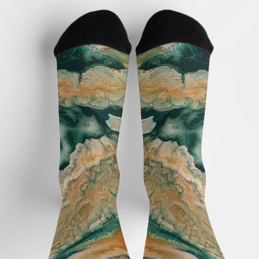 Acrylic pour abstracte Emerald kustlijn Sokken (Top)
