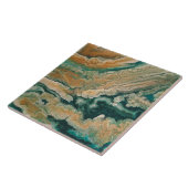Acrylic pour abstracte Emerald kustlijn Tegeltje (Zijkant)