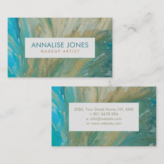 Acrylic pour abstracte Emerald kustlijn Visitekaartje (Voorkant / Achterkant)