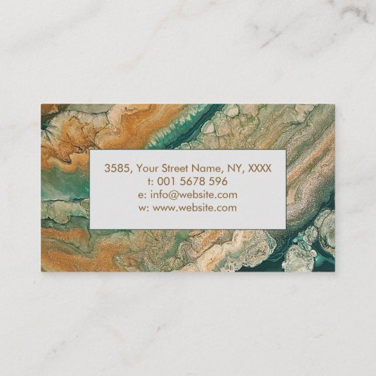 Acrylic pour abstracte Emerald kustlijnBusiness Visitekaartje (Achterkant)