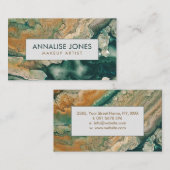 Acrylic pour abstracte Emerald kustlijnBusiness Visitekaartje (Voorkant / Achterkant)