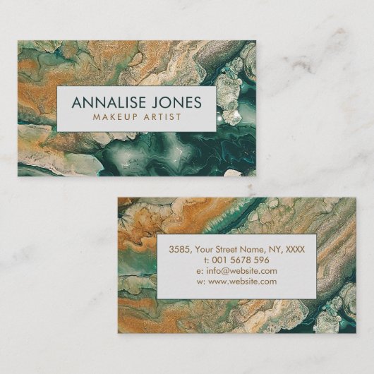 Acrylic pour abstracte Emerald kustlijnBusiness Visitekaartje (Voorkant / Achterkant)