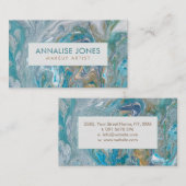 Acrylic pour abstracte marinekust C Visitekaartje (Voorkant / Achterkant)