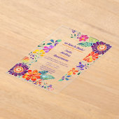 ACRYLIC Quinceanera Feest Folkart Bloemen Vogels Acryl Uitnodigingen (Laagn)