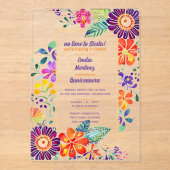 ACRYLIC Quinceanera Feest Folkart Bloemen Vogels Acryl Uitnodigingen (Voorkant)