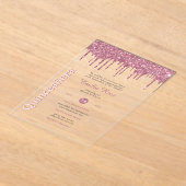 ACRYLIC Quinceanera Roze Goud Roze Glitters Acryl Uitnodigingen (Laagn)