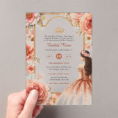 ACRYLIC Quinceanera Roze Goud Roze Jurk Tiara Acryl Uitnodigingen (Insitu (Draagbaar))