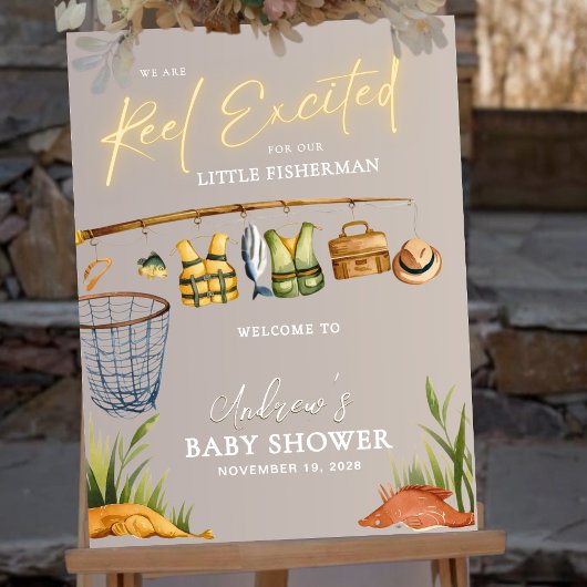 Acrylic Rustic Fisherman Baby Shower Welcome Sign  Acryl Bord
