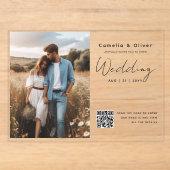 ACRYLIC Save The Date FOTO QR Code RSVP Acryl Uitnodigingen (Voorkant)