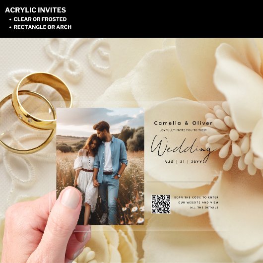 ACRYLIC Save The Date FOTO QR Code RSVP Acryl Uitnodigingen