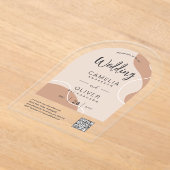 ACRYLIC TROUW Aardtinten Abstracte QR-code RSVP Acryl Uitnodigingen (Laagn)