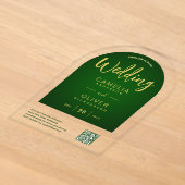 ACRYLIC TROUW Bruine Goud QR Code RSVP Website Acryl Uitnodigingen (Laagn)