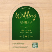 ACRYLIC TROUW Bruine Goud QR Code RSVP Website Acryl Uitnodigingen (Voorkant)