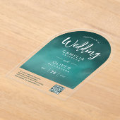 ACRYLIC TROUW Tealgroene QR-code RSVP-website Acryl Uitnodigingen (Laagn)