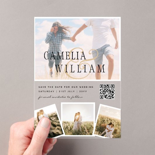 ACRYLIC TROUWKAARTEN FOTO QR CODE RSVP ACRYL UITNODIGINGEN (Insitu (Draagbaar))