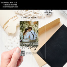 ACRYLIC Uitnodigingen Huwelijk FOTO QR Code RSVP