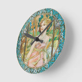 Acrylic Wall Clock Art Nouveau Alphonse Mucha 19 Ronde Klok (Hoek)
