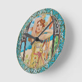 Acrylic Wall Clock Art Nouveau Alphonse Mucha 20 Ronde Klok (Hoek)