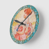 Acrylic Wall Clock Art Nouveau Alphonse Mucha 27 Ronde Klok (Hoek)
