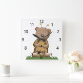 ACRYLIC WALL CLOCK "Cute Bumblebee" Vierkante Klok (Huis)