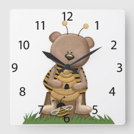 ACRYLIC WALL CLOCK "Cute Bumblebee" Vierkante Klok