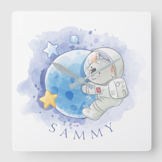 ACRYLIC WALL CLOCK : KOALA OP HET MOON VIERKANTE KLOK (Voorkant)