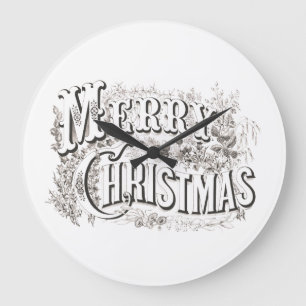 ACRYLIC WALL CLOCK MET  "MERRY CHRISTMAS" GROTE KLOK