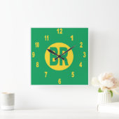 Acrylic Wall Clock, Square BRAZIL Vierkante Klok (Huis)