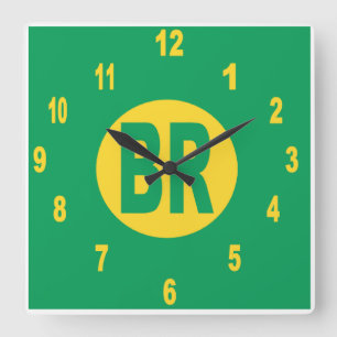 Acrylic Wall Clock, Square BRAZIL Vierkante Klok
