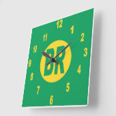 Acrylic Wall Clock, Square BRAZIL Vierkante Klok (Hoek)