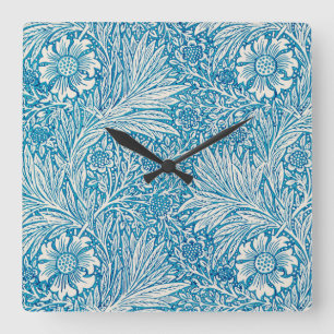 ACRYLIC WALL CLOCK : WILLIAM MORRIS DESIGN VIERKANTE KLOK