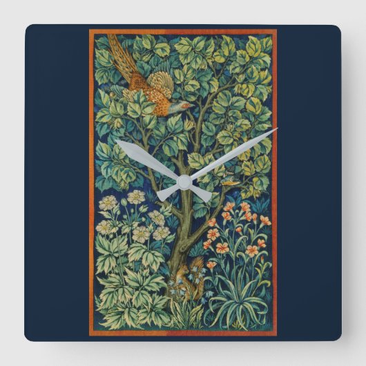 ACRYLIC WALLCLOCK : WILLIAM MORRIS : KRACHTIG VIERKANTE KLOK (Voorkant)