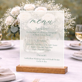 Acrylic Wedding Menu Sign with Wooden Base Acryl Bord