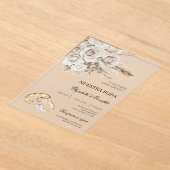 Acrylic White Floral Spanish Wedding Invitation Acryl Uitnodigingen (Laagn)