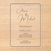 ACRYLICEN TROUWKAARTEN ZWARTE TEKST Vette Beginlet Acryl Uitnodigingen (Voorkant)