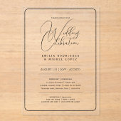 ACRYLICEN TROUWKAARTEN ZWARTE TEKST Vette Beginlet Acryl Uitnodigingen (Voorkant)