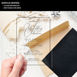 ACRYLICEN TROUWKAARTEN ZWARTE TEKST Vette Beginlet Acryl Uitnodigingen