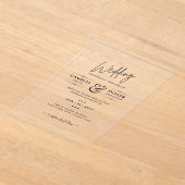 ACRYLICHE TROUWKAARTEN ZWARTE TEKST Vette Beginlet Acryl Uitnodigingen (Laagn)