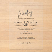 ACRYLICHE TROUWKAARTEN ZWARTE TEKST Vette Beginlet Acryl Uitnodigingen (Voorkant)