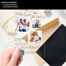ACRYLICHOUTEN TROUWKAARTEN FOTO QR CODE RSVP
